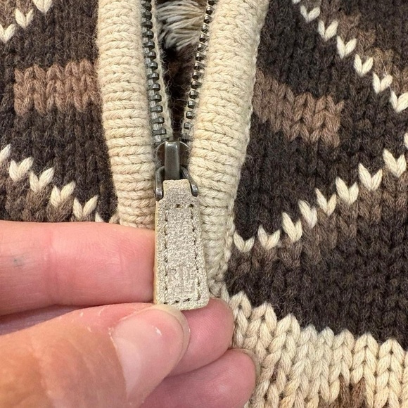 Woman’s beige and Brown Patterned cotton vintage 90s Sweater - Picture 4 of 7